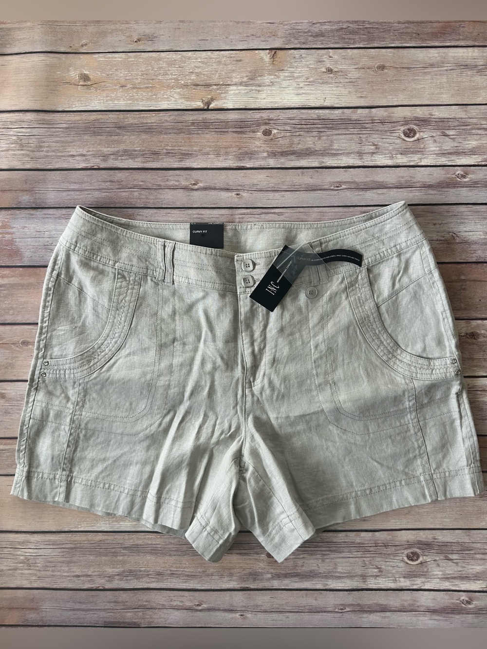 INC International Concepts Women's Cream Linen Shorts